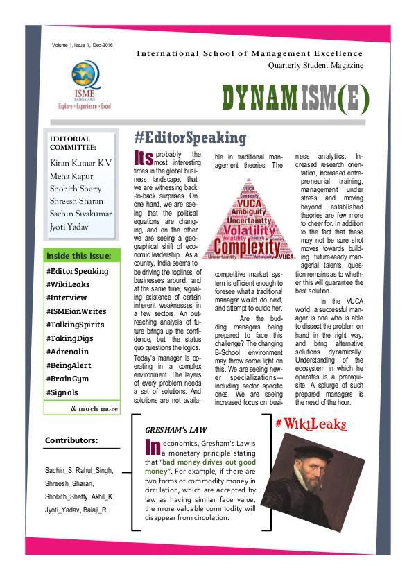 DYNAMISM(E) Vol. 1 Issue. 1