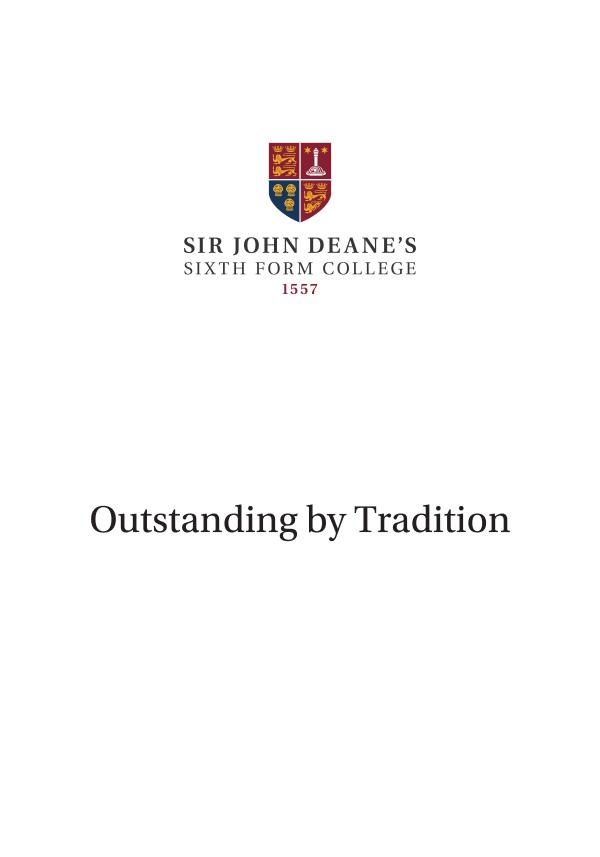 Sir John Deane's Sixth Form College Prospectus 2019/20 SJD Prospectus 2019-20