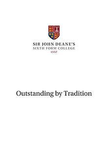 Sir John Deane's Sixth Form College Prospectus 2019/20