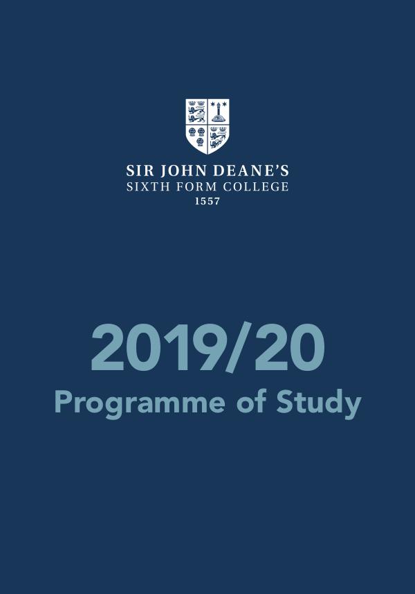 Sir John Deane's Programme of Study 2019/20 Programme
