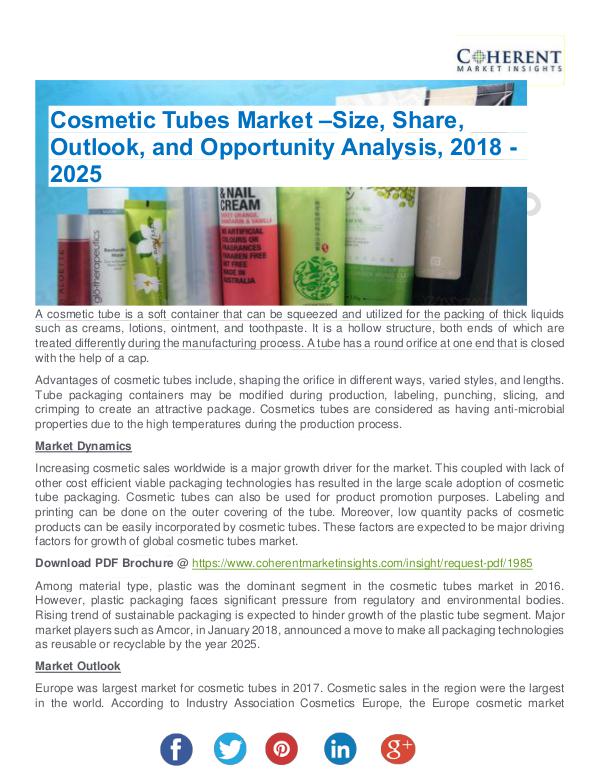 Cosmetic Tubes Market - Size, Share, Outlook, and