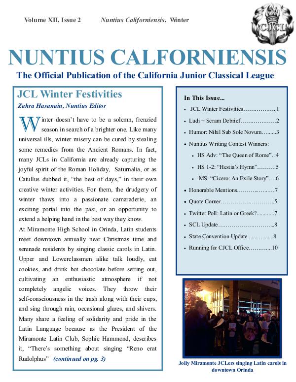 Nuntius Californiensis Winter Issue