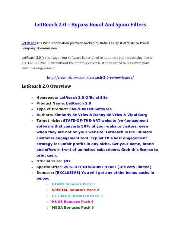marketing LetReach 2.0 Review - (FREE) Bonus of LetReach 2.0