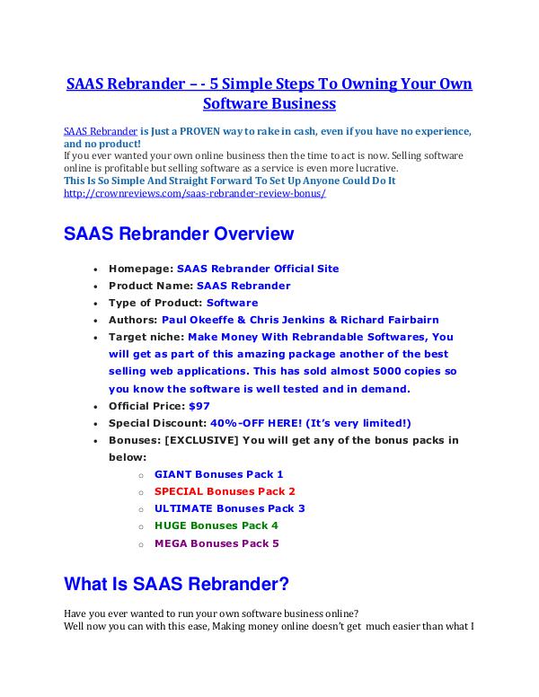 SAAS Rebrander review & bonuses - cool weapon SAAS Rebrander REVIEW and GIANT $21600 bonuses