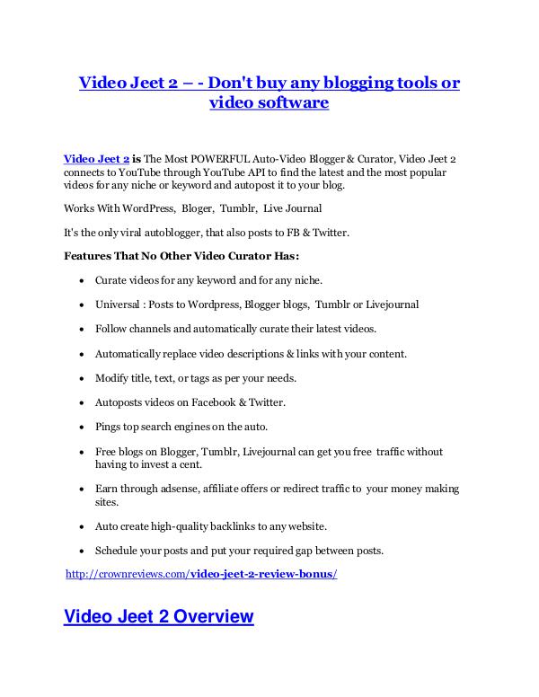 Video Jeet 2 Review demo - $22,700 bonus Video Jeet 2 Review - (FREE) Bonus of Video Jeet 2