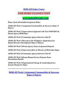 BSHS 425 STUDY Career Path Begins/bshs425study.com
