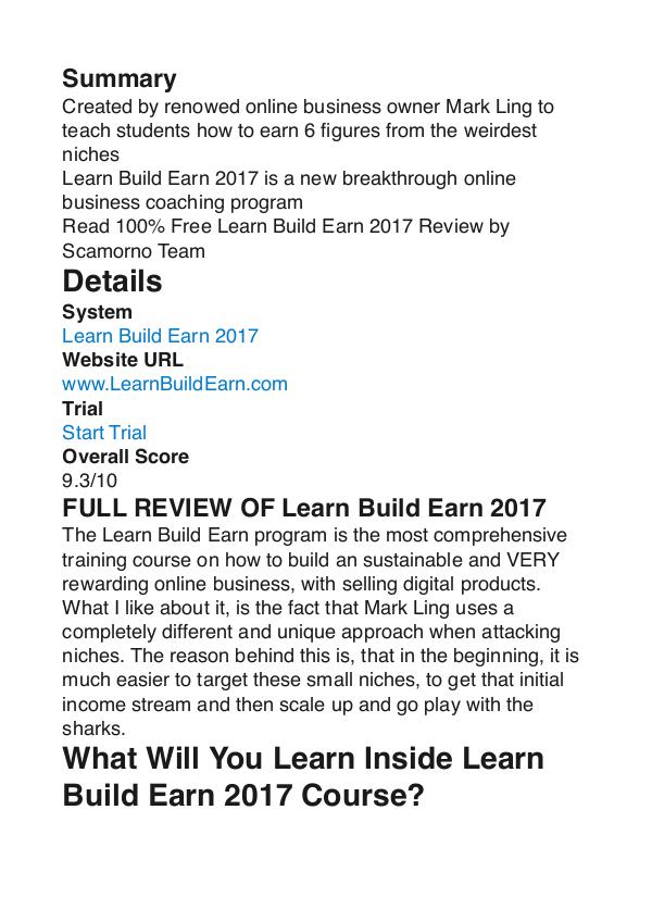 Learn Build Earn 2017 Mark Ling PDF Review 1 Learn Build Earn 2017 Mark Ling PDF Review 1