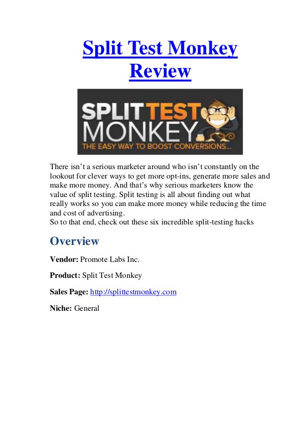 Split Test Monkey Review - Low Cost & Huge Bonus $10000 Bonus