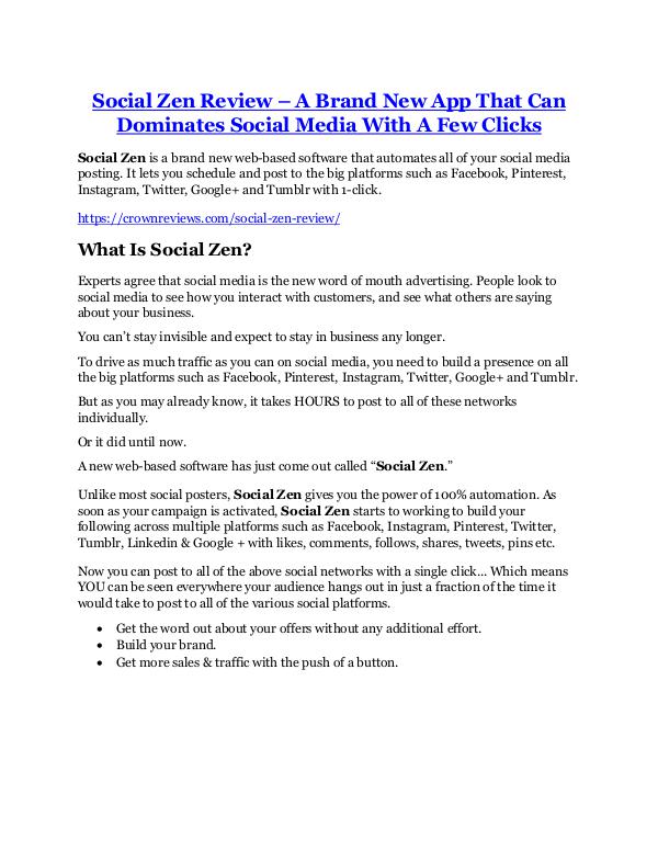 Social Zen TRUTH review and EXCLUSIVE $25000 BONUS
