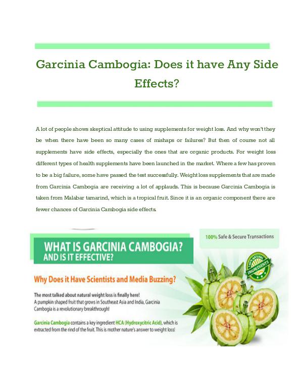 Garcinia Cambogia: Does it have Any Side Effects Garcinia Cambogia: Does it have Any Side Effects