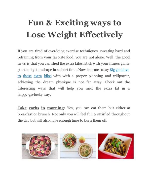 Fun & Exciting ways to Lose Weight Effectively Fun and Exciting ways to Lose Weight Effectively