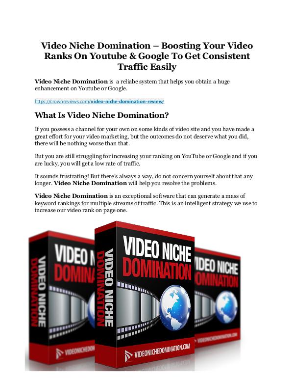 Video Niche Domination Review & (BIGGEST) jaw-drop bonuses Video Niche Domination Detail Review and Video Nic