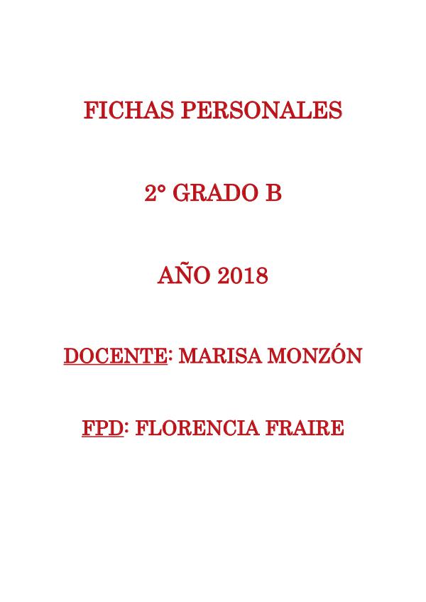 Fichas personales 2° grado B 2018 Fichas personales 2 B final