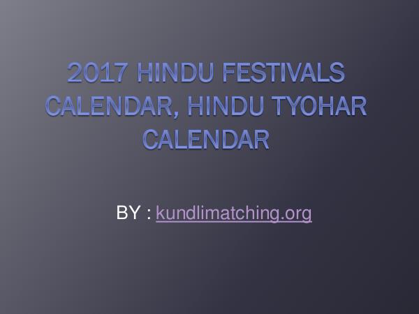 2017 Hindu Festivals Calendar, Hindu Tyohar Calend