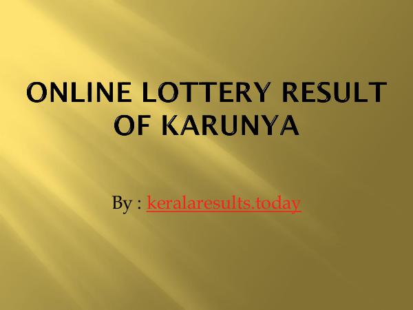 Results Online Lottery Result of karunya