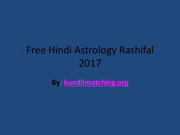 Free Hindi Astrology Rashifal 2017