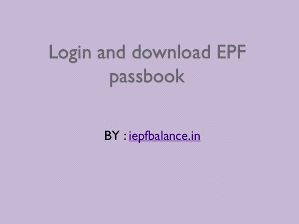 EPF passbook