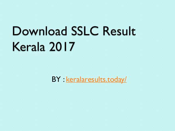 Results Check sslc result 2017 Kerala online