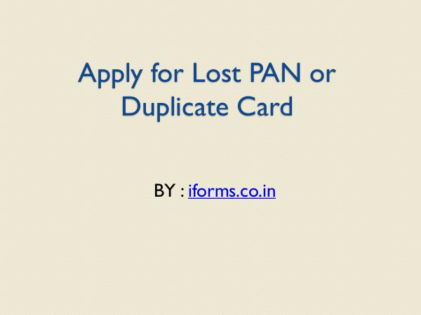 General Apply for PAN card form