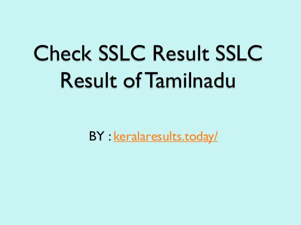 Tamilnadu sslc results online