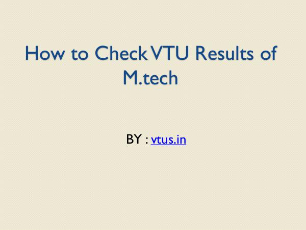 How to Check VTU Results of M.tech