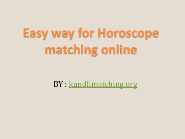 easy way for Horoscope matching online