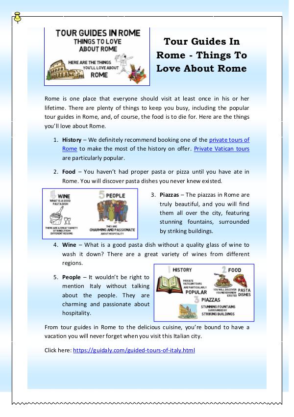 Tour Guides In Rome - Things To Love About Rome Tour Guides In Rome - Things To Love About Rome