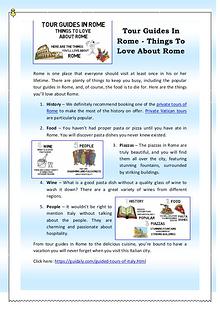 Tour Guides In Rome - Things To Love About Rome
