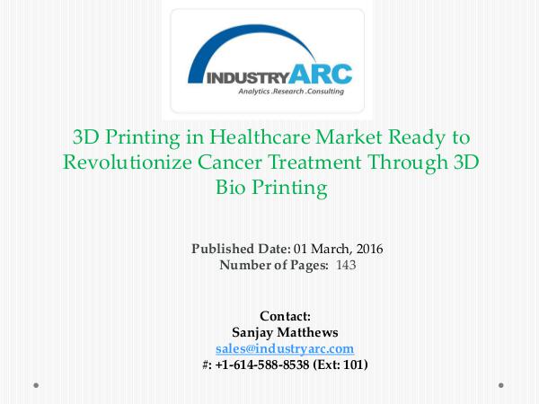 3D Printing in Healthcare Market Buoyed by Progress Made in Transplan 3D Printing in Healthcare Market | IndustryARC