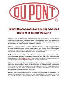 Cathay Dupont Award bringing advanced solutions to protect the world