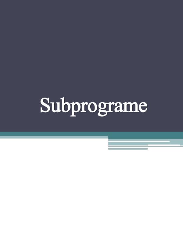 Subprograme 1