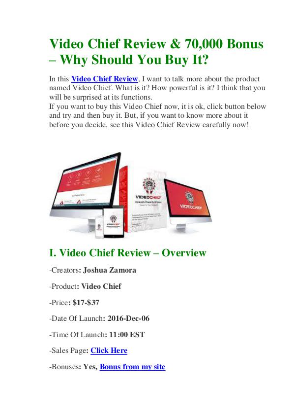 Video Chief Review & 70,000 Bonus - Why Should You Buy It? Best Review