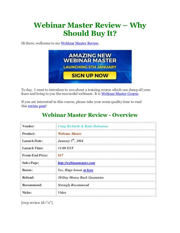 Webinar Master Review and $70,000 Bonus - 50% Discount - Does It Really Work?