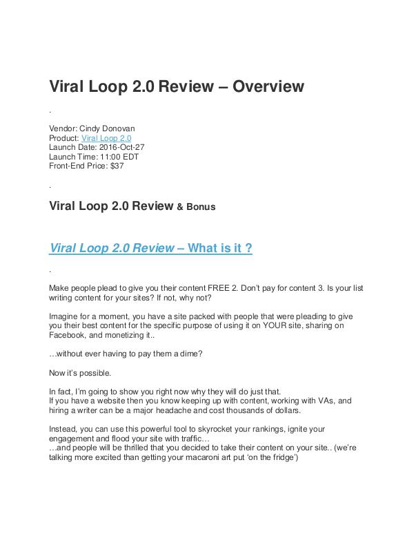 Viral Loop 2.0 Review - Does It Really Work! Viral Loop 2.0 Review - Does It Really Work?