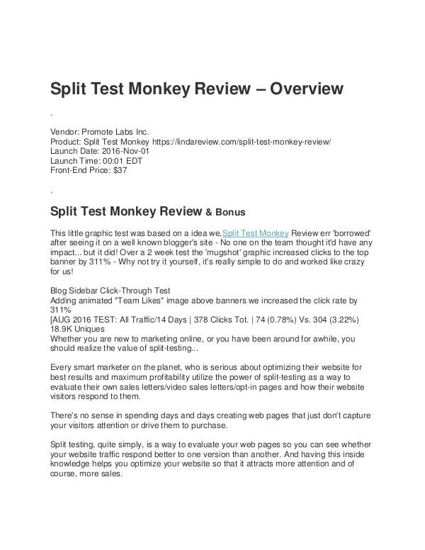 Split Test Monkey Review >>> Does it work? Split Test Monkey Review >>> Does it work?
