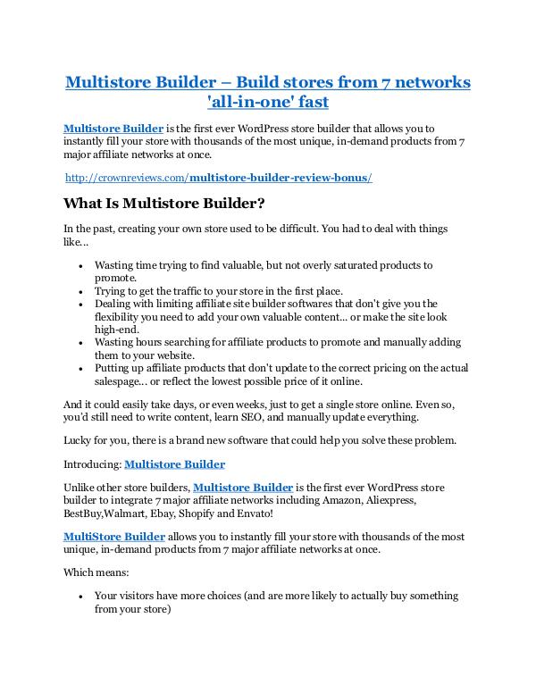 Multistore Builder Review & GIANT bonus packs