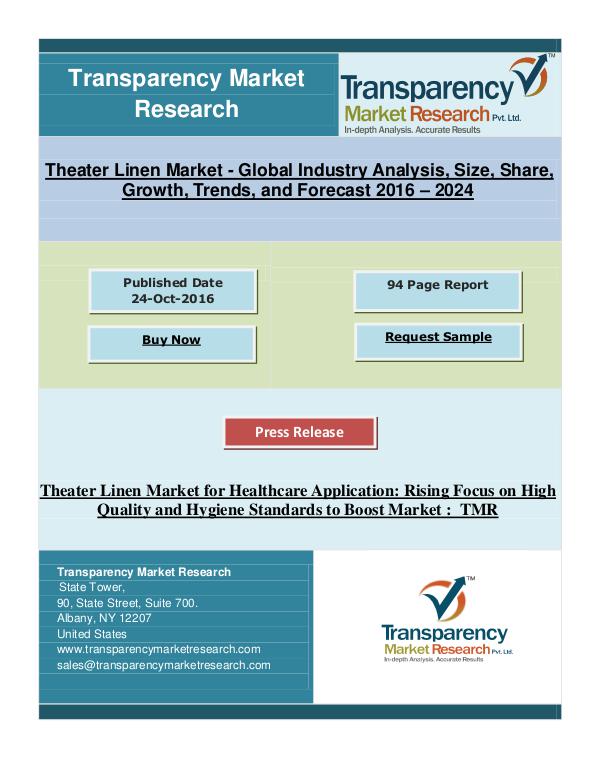 Theater Linen Market Rise To US$8,947.2 mn by 2024 | TMR