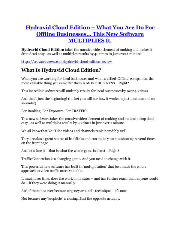 Hydravid Cloud Edition review-(MEGA) $23,500 bonus