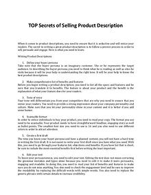 Discover the Secrets of Selling Product Description