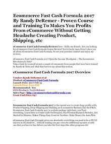 eCommerce Fast Cash Formula 2017