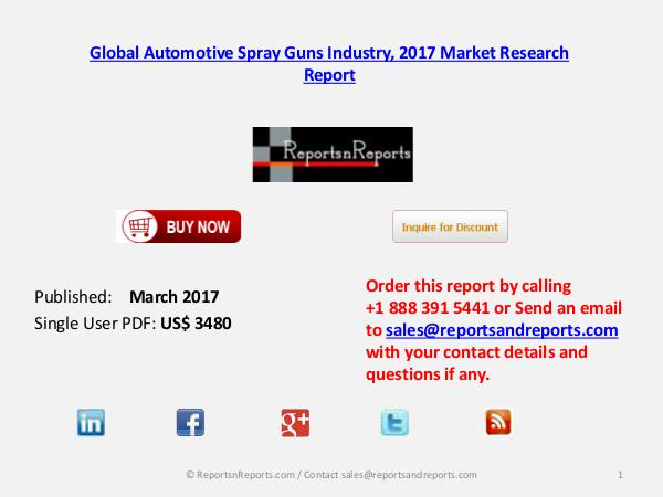 Global Forecasts on Automotive Spray Guns Market Analysis to 2022 Mar 2017