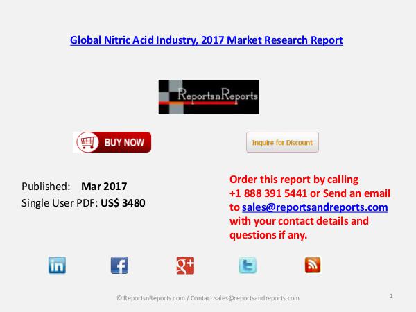 Nitric Acid Market:  Opportunities, Type and Forecasts 2022 Mar 2017