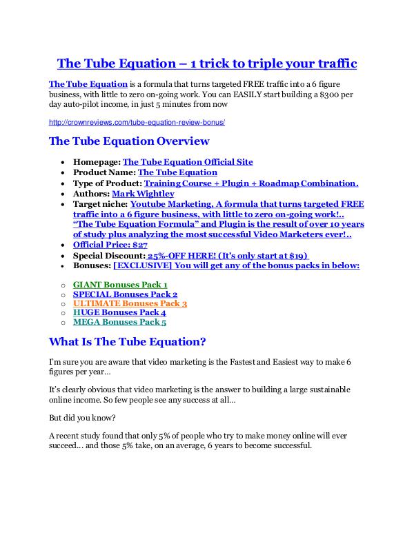 marketing The Tube Equation Review & GIANT bonus packs