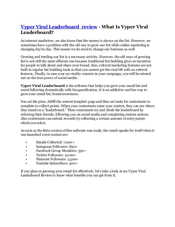 Vyper Viral Leaderboard review - SECRETS of Vyper