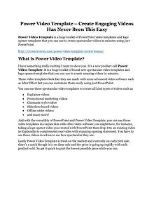 Power Video Template Review & GIANT Bonus