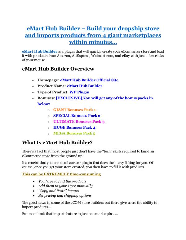 eMart Hub Builder review and sneak peek demo eMart Hub Builder review & huge +100 bonus items