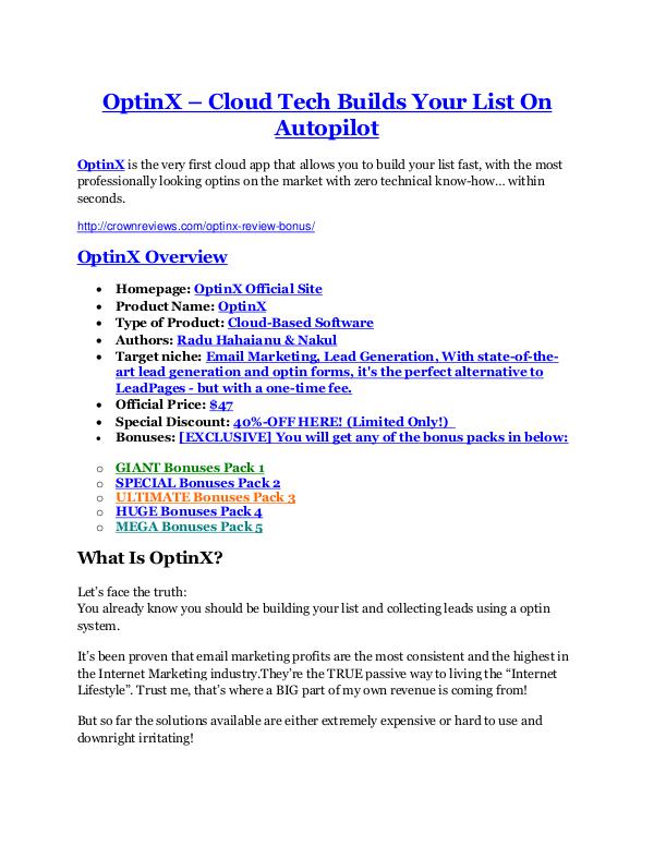 OptinX review-- OptinX (SECRET) bonuses OptinX Review-$32,400 bonus & discount
