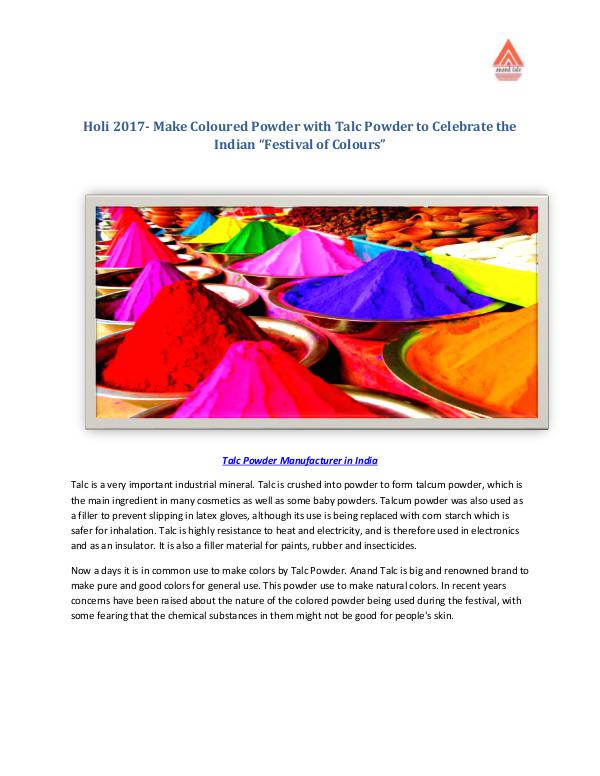 Holi 2017- Make Coloured Powder with Talc Powder to Celebrate Holi Holi 2017- Make Coloured Powder with Talc Powder t