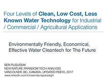Four Levels of Clean, Low cost, Forgotten Water Technologies for...
