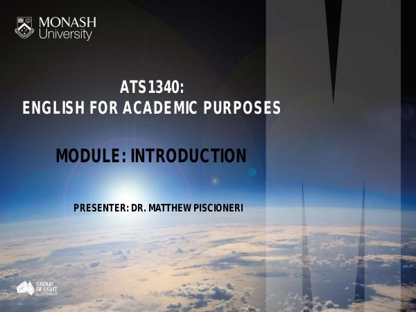 ATS1340 ENGLISH FOR ACADEMIC PURPOSES WORKBOOK 1 ISSUE 1